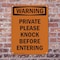 Signmission Private Please Knock Before Entering OSHA Warning Sign, Plastic, 10in W x 14in L, 2PK OS-2PACK-WS-P-1014-V-13459 - alternate 4